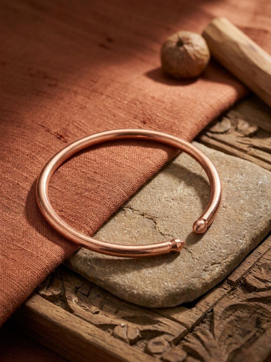 RUDRADIVINE Pure Copper Kada Bracelet for Men & Women – Adjustable, Unisex Bangle for Wellness & Fashion