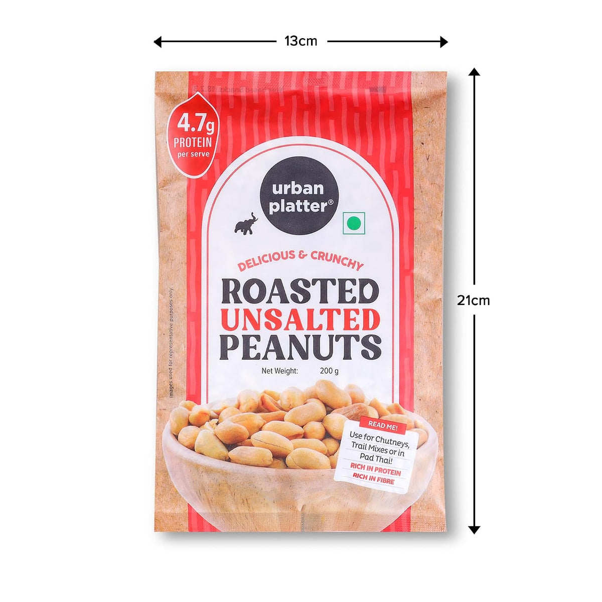 Urban Platter Roasted Unsalted Peanuts, 200g (Skin Removed | Vacuum Packed | Product of Bharuch | Oil-Free)