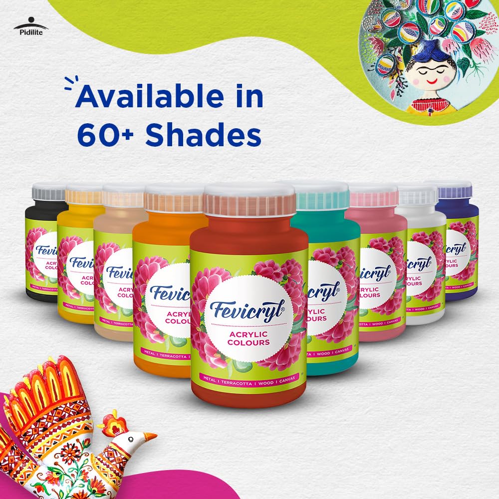 Fevicryl Acrylic Colour Greenery 500ml | Art & Craft, DIY, Rich Pigment, Non-Craking Paint for Canvas, Wood, Leather, Earthenware, Metal | Ideal for School Projects, Hobbyists, Artists