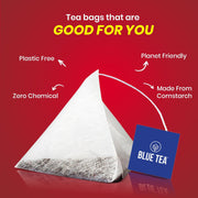 BLUE TEA - Hibiscus Tea - 25 Tea Bags - Plant Based | Supports Healthy Sugar Levels | Enhances Skin Glow | Caffeine Free - Herbal Tea - Tangy Flavour | Single Tear Tea Box | Easy Pull Sachets