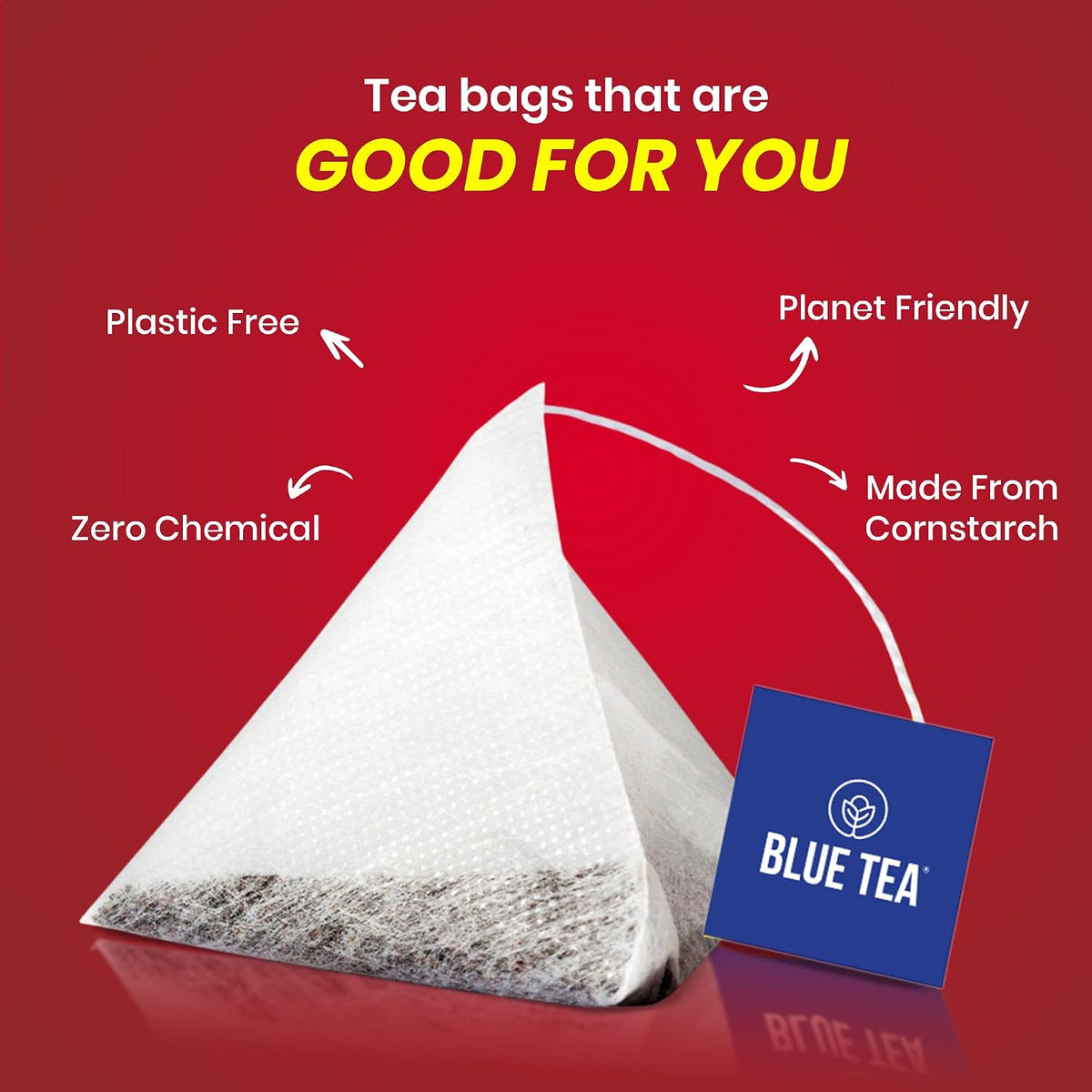 BLUE TEA - Hibiscus Tea - 25 Tea Bags - Plant Based | Supports Healthy Sugar Levels | Enhances Skin Glow | Caffeine Free - Herbal Tea - Tangy Flavour | Single Tear Tea Box | Easy Pull Sachets