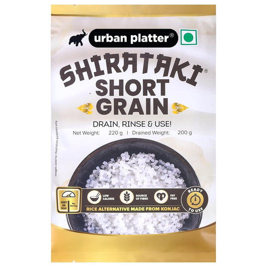 Urban Platter Shirataki Short-Grain Rice, 220 g (Ultra Low-Carb, Low-Calorie, Keto-Friendly, Fat-Free, Gluten-Free Alternative To Rice)