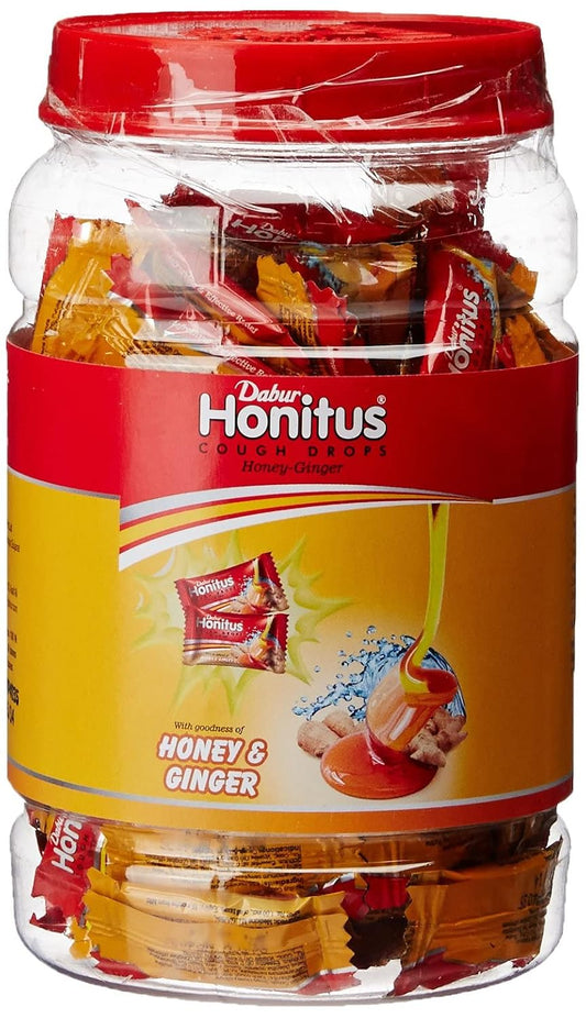 Dabur Honitus Cough Drops Ginger Provides Effective Relief From Cough And Sore Throat, Red - 100 Tablets