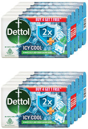 Dettol Icy Cool Bathing Soap Bar With 3x intense cooling 125gm, Pack of 10 (1250g)