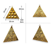 KridayKraft Metal Shri Vastu Navgrah Yantram Maha Yantra with Sampoorna Navgraha Triangle Yantra for Vastu Dosh Nivaran Wall Hanging Triangular Shaped Yantra (8.5 Inches) (1 Pc), Gold