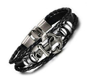 Shining Diva Fashion Leather Multi Strand Bracelet for Men and Boys