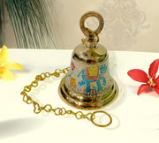 DSH Brass Wall Hanging Bell for Home Mandir Temple Living Room Brass Pooja Bell for Festival Home Decoration Puja Bell. (White, 6.5 Inch)