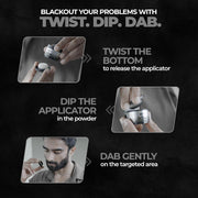Beardo Blackout Hair Powder 4g - Black | Root Touch Up for Grey Hair | Instantly Covers Grey Roots, Beard Patches & Bald Spots | Thick Black Fiber Hairline Powder | Highly Pigmented, Long-Lasting & Matte Finish | Super-Fine Cover-up