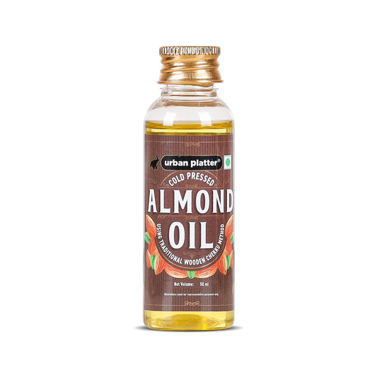 Urban Platter Cold Pressed Almond Oil, 50ml (Light Nutty Finishing Oil for Salads, Drizzling, Gourmet Baking & Natural Hair/Skin Nourishment)