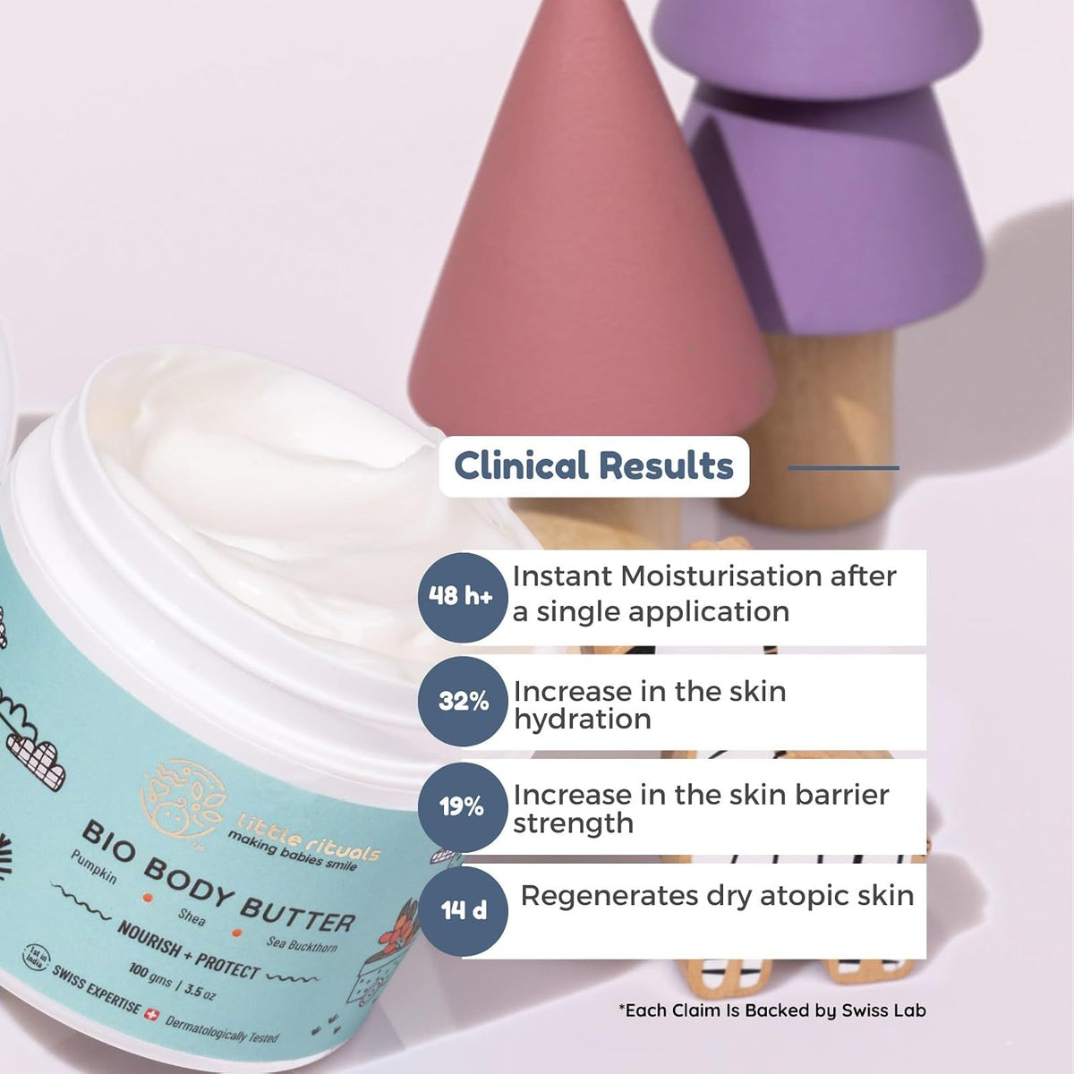 Little Rituals Baby BIO BODY BUTTER - NOURISH+ PROTECT Formulated with best plant botanical -PUMPKIN & SHEA BUTTER, SEABUCKTHORN OIL. Natural, Organic, Dermat tested, SWISS Technology (50 gm)