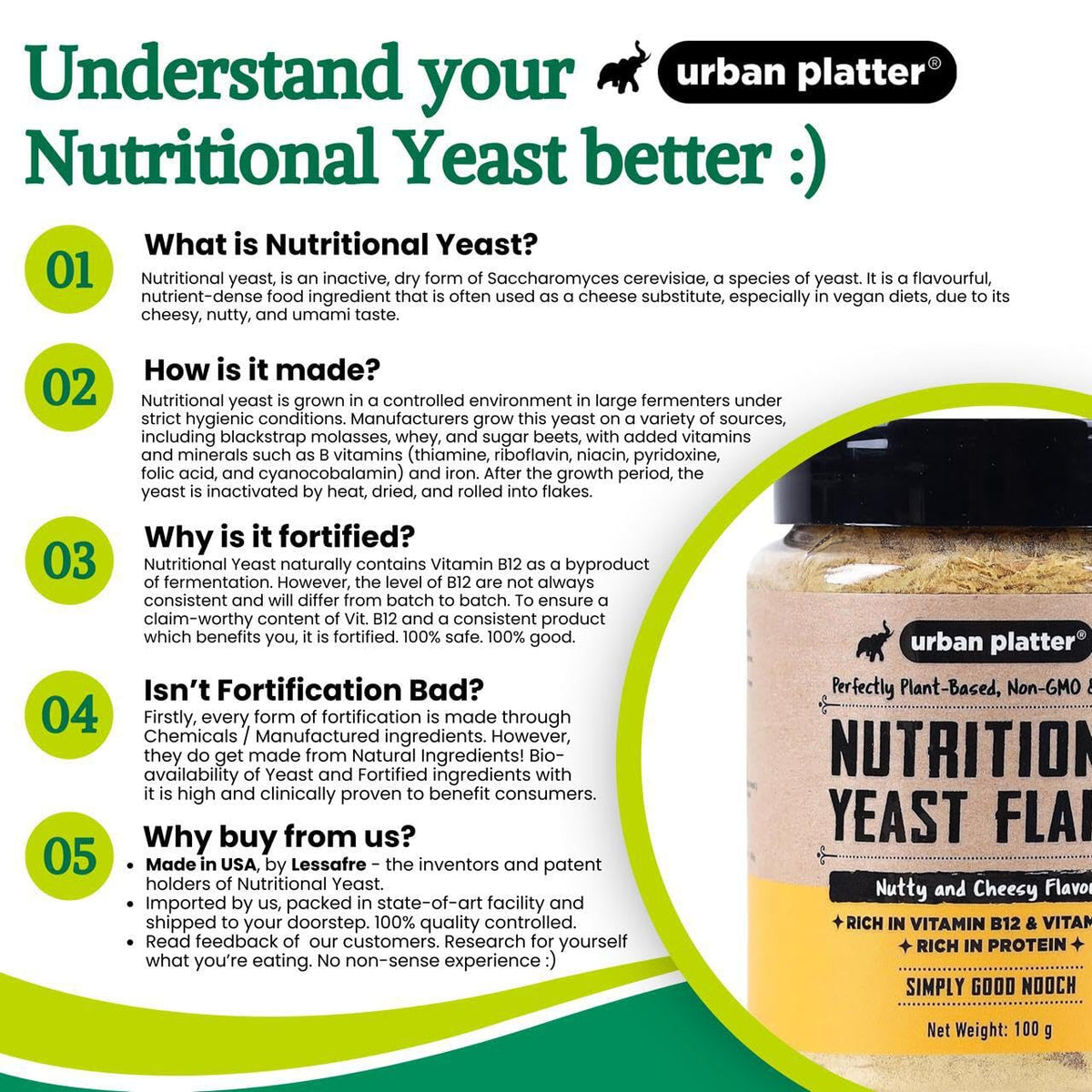Urban Platter Nutritional Yeast Flakes, 50g (Rich in Vitamin B12 | Gluten-Free | Perfectly Plant-Based Nutty and Cheesy Nooch | Savoury Seasoning)