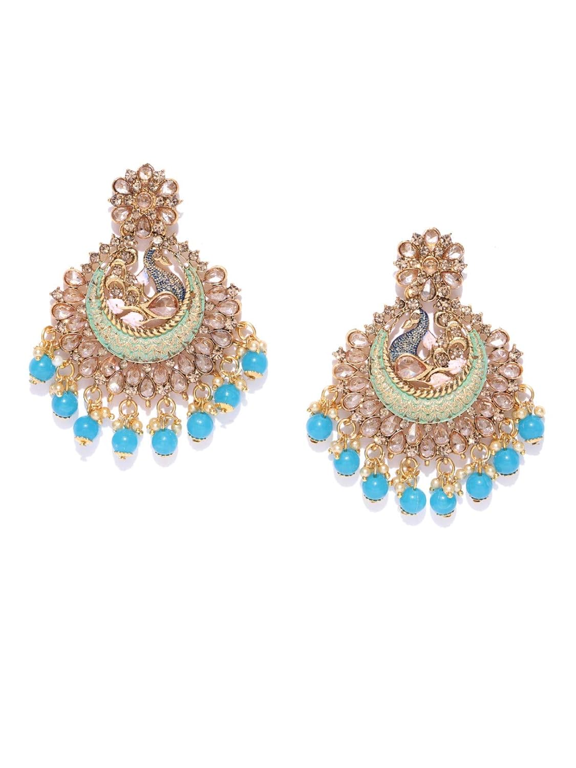 Priyaasi Jhumki Earrings for Women (Golden) (EAR-PR-50127-BLU)