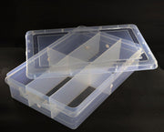NMII Multipurpose Plastic Storage Box with Partitions | Transparent Organizer with Secure Lid | Ideal for Stationery, Craft Supplies, Tools, and Jewellery, Accessories | Lightweight-(6 Partitions)