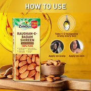 Zandu Raughan-E-Badam Shireen Sweet Almond Oil 100% Pure & Natural Cold Pressed 50Ml