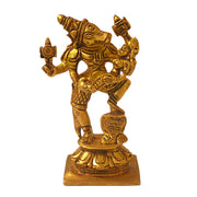 Aalayam Selveer Lakshmi Varaha Idol | Varaha Swamy with Bhudevi | Lakshmi Varahar Idol | Varaha Murti Idol 9 cm Height Brass Gold Colour 1 Piece