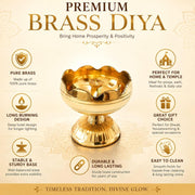 DSH Brass Diya Pure Brass Traditional Oil Puja Lamp for Temple, Mandir, Festival Decoration, Home Decor & Diwali Gift (Flower Bloom, Set of 8)