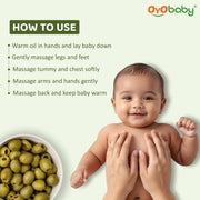 OYO BABY 100% Pure Olive Oil for Baby - 200ml | Enriched with Vit E & Omega 3 | Baby Massage Oil for Skin & Hair Nourishment | Edible Food-Grade Oil