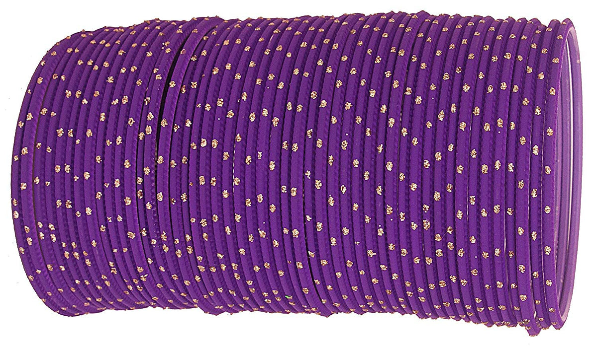 NMII Non-Precious Metal Base Metal with Polka Dots Glossy Finished Bangle Set For Women and Girls, (Brown_2.6 Inches), Pack Of 48 Bangle Set