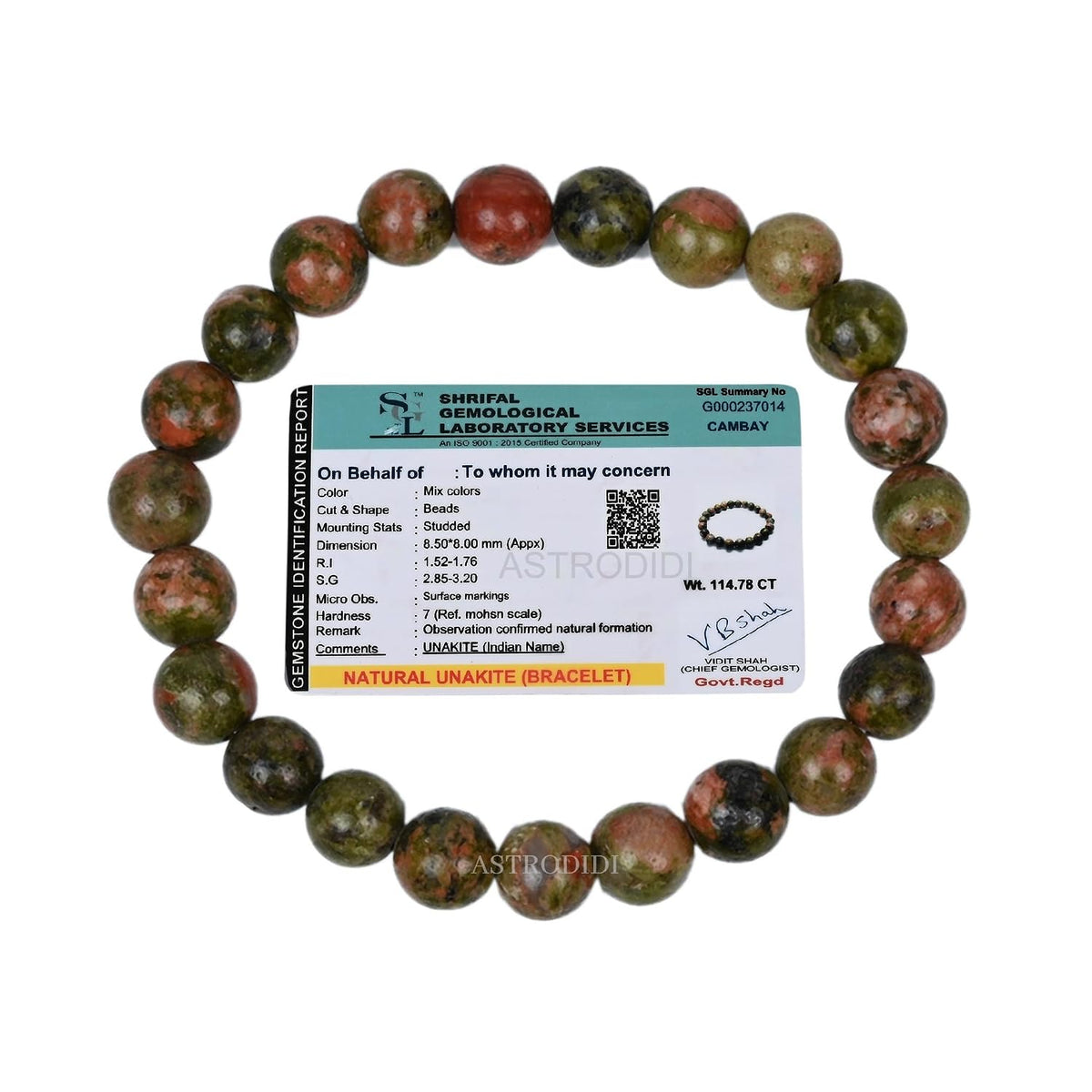 ASTRODIDI Natural Certified Unakite Stone Bracelet for emotional balance, personal growth and physical well-being by harmonizing the heart and mind | Reiki Feng-Shui Healing Crystal Gemstone Bracelet