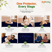 OYO BABY Mattress Protector Queen Size | Breathable Cotton Feel Terry, 100% Waterproof TPU Backing & Hypoallergenic Construction | Baby, Kids & Family Bed Protection | 72x60 Inch (6 x 5 Ft) -Dark Blue