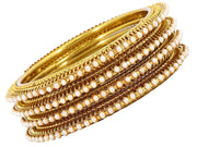 NMII Non-Precious Metal Base Metal with Beads Studded worked Glossy Finished Bangle/Kada Set For Women and Girls