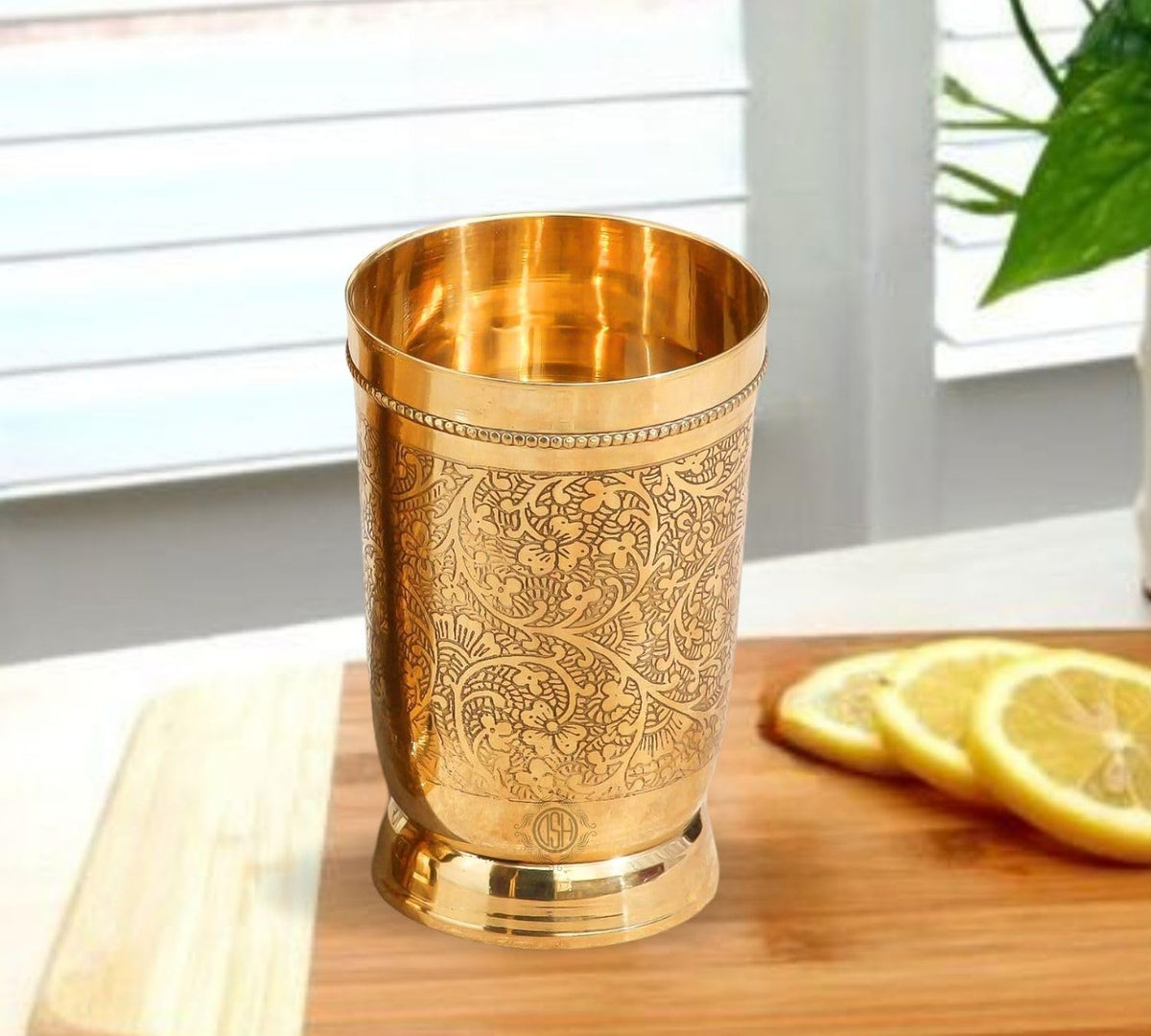 DSH Pure Brass Tumbler Glass Designer Drinking Water Glass Traditional Drinkware & Serveware Glass (1)