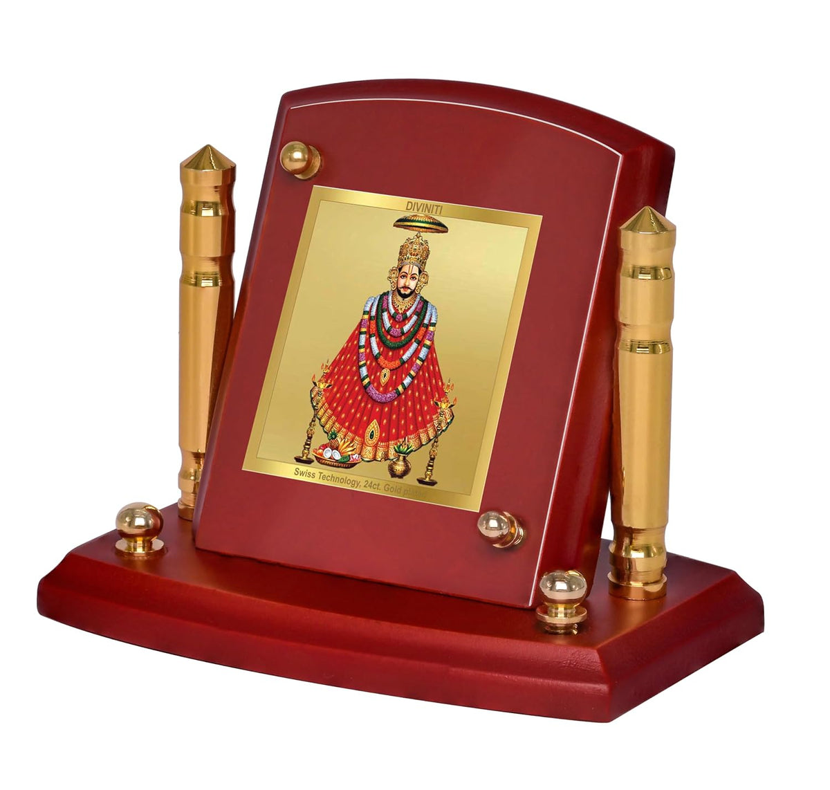 DIVINITI 24K Gold Plated Religious Car Dashboard Frame | Premium God Idol Frame for Car, Home Mandir & Office Table | Spiritual Gift, Decorative Showpiece | Khatu Shyam-1