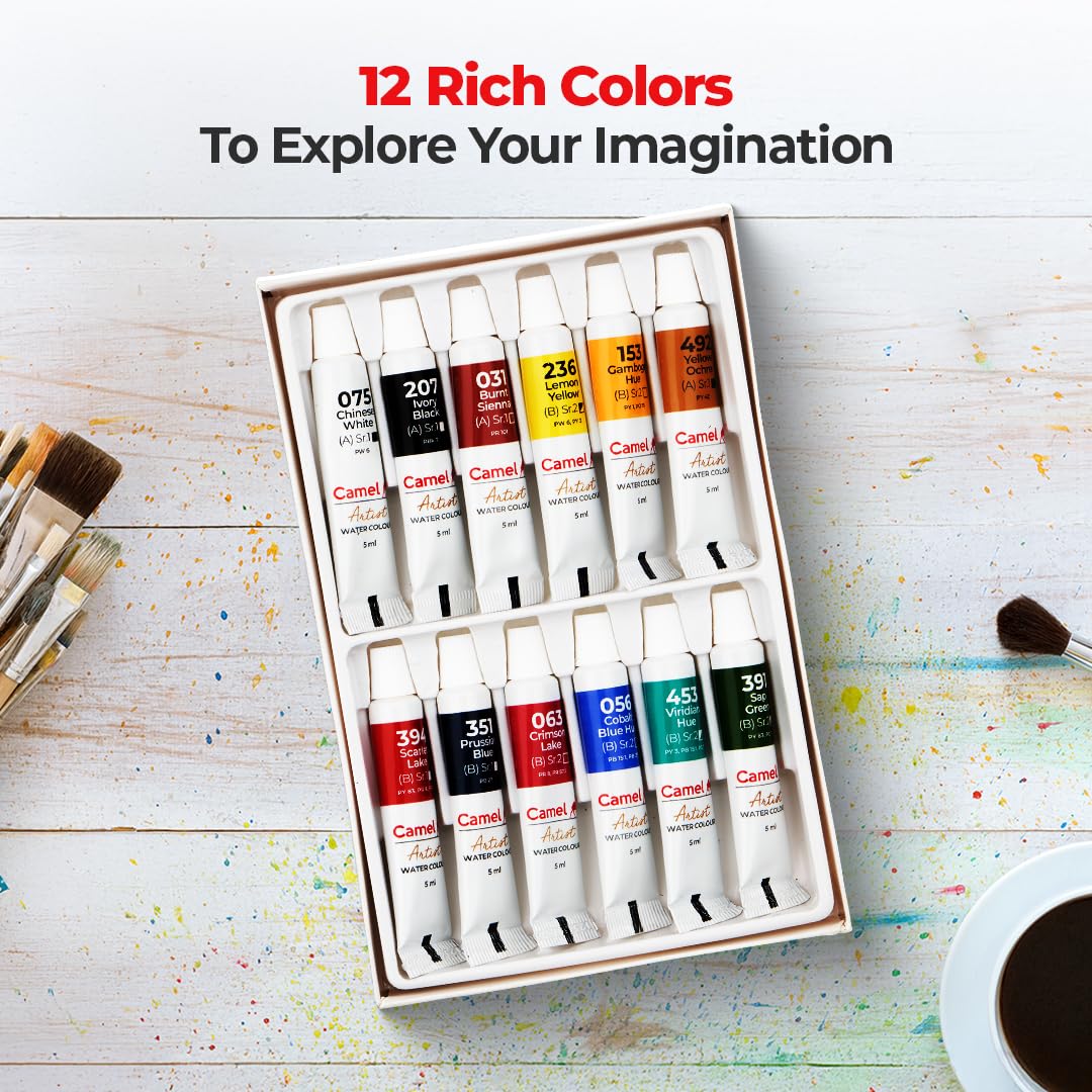 Camel Artist 5ml Water Color Set - 12 Shades (Multicolor)