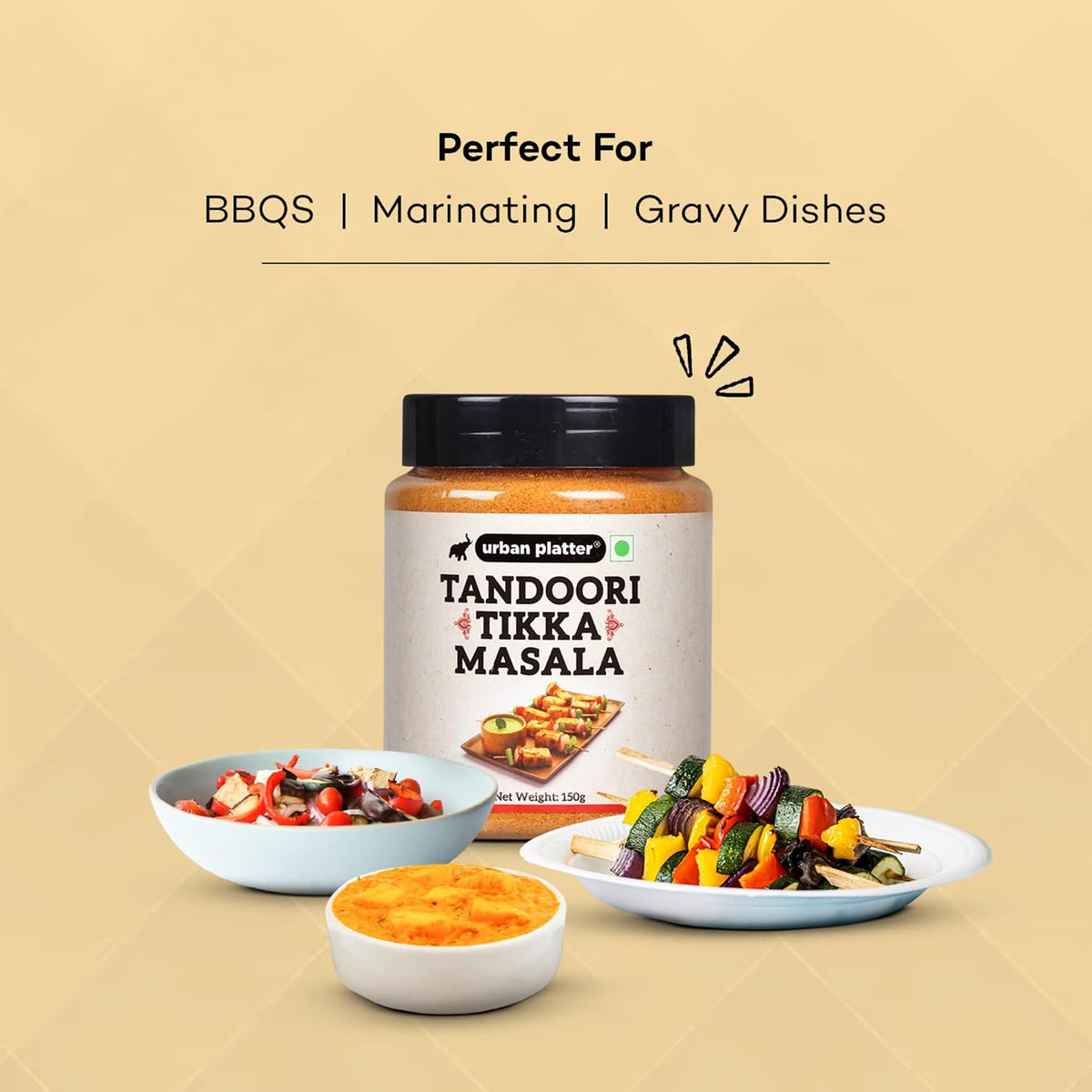 Urban Platter Tandoori Tikka Masala, 150g (Signature North Indian–Style Spice Blend, Spicy & Smoky, Great for Tikkas, Kebabs & Grilling)