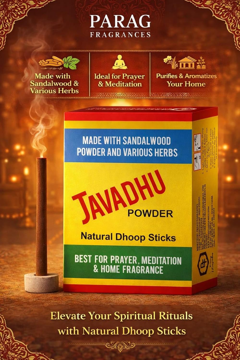 Parag Fragrances Javadhu Dhoop Sticks 250Gram / Dhoop Stick for Pooja, Home Fragrance
