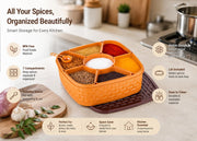 E-COSMOS® Plastic Square 7 Sections Multipurpose Masala Rangoli Dabba Box Set, Spice Box Set - Brown (Masala Box - 7 in 1)