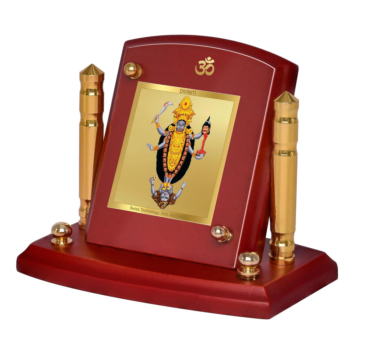 DIVINITI 24K Gold Plated Religious Car Dashboard Frame | Premium God Idol Frame for Car, Home Mandir & Office Table | Spiritual Gift, Decorative Showpiece | Maa Kali