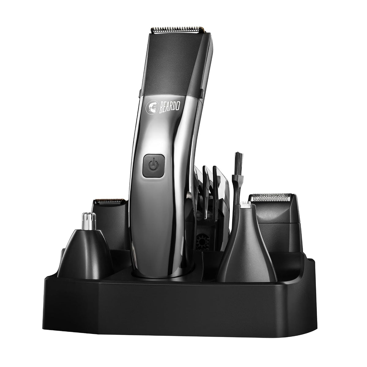 Beardo Chrome Beast Multipurpose Full Body Groomer Trimmer Set For Men | 40 Length Settings | 8 attachments | Beard/Hair/Body/Precision/Ear/Nose Trimmer|With Dock|90 min. run time | All-in-1 trimmer