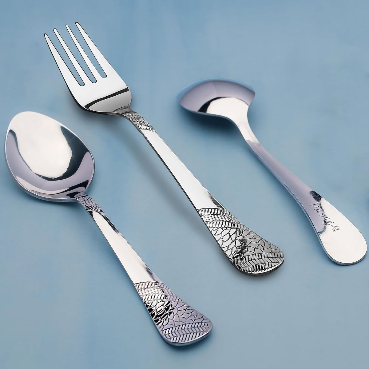 Parage 12 Pieces Stainless Steel Cutlery Set, 18.5 cm, Premium Cutlery for Home & Kitchen, Luxury Dining Tableware Gift for House Warming, Silver Imperial Design (6 Table Spoons & 6 Table Forks)