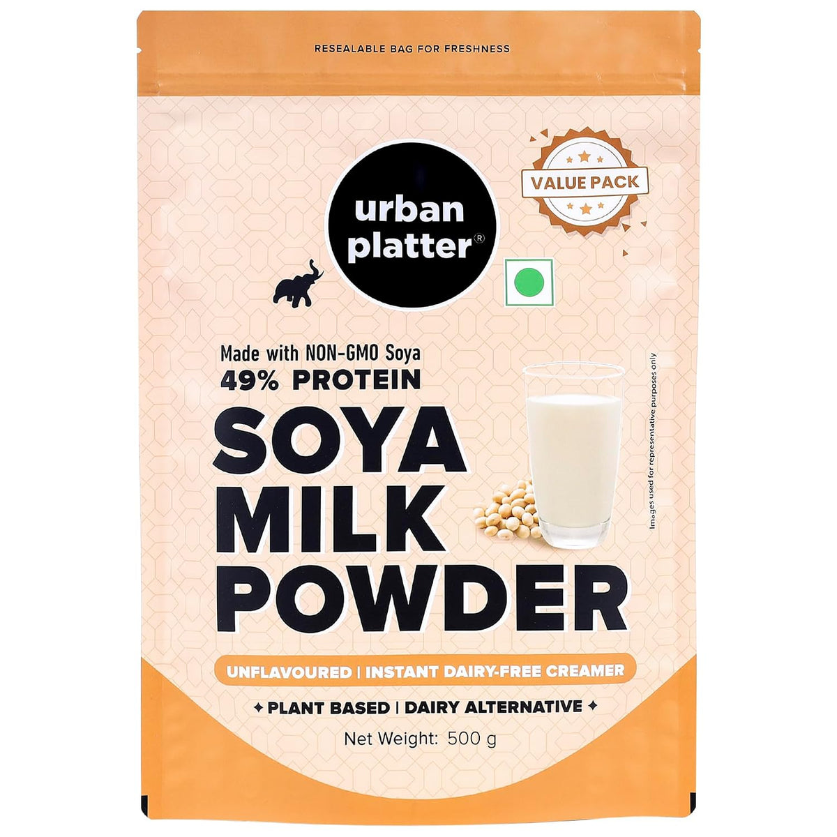 Urban Platter Soya Milk Powder, 500g (Soy-Based Dairy Alternative | Unsweetened | 49% Protein | Plant-Based | Non GMO)