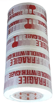 NMII Single Side Fragile (Handle with care) Adhesive Tape, 63.5 mm, 200 meter, 5 Rolls, Red-White