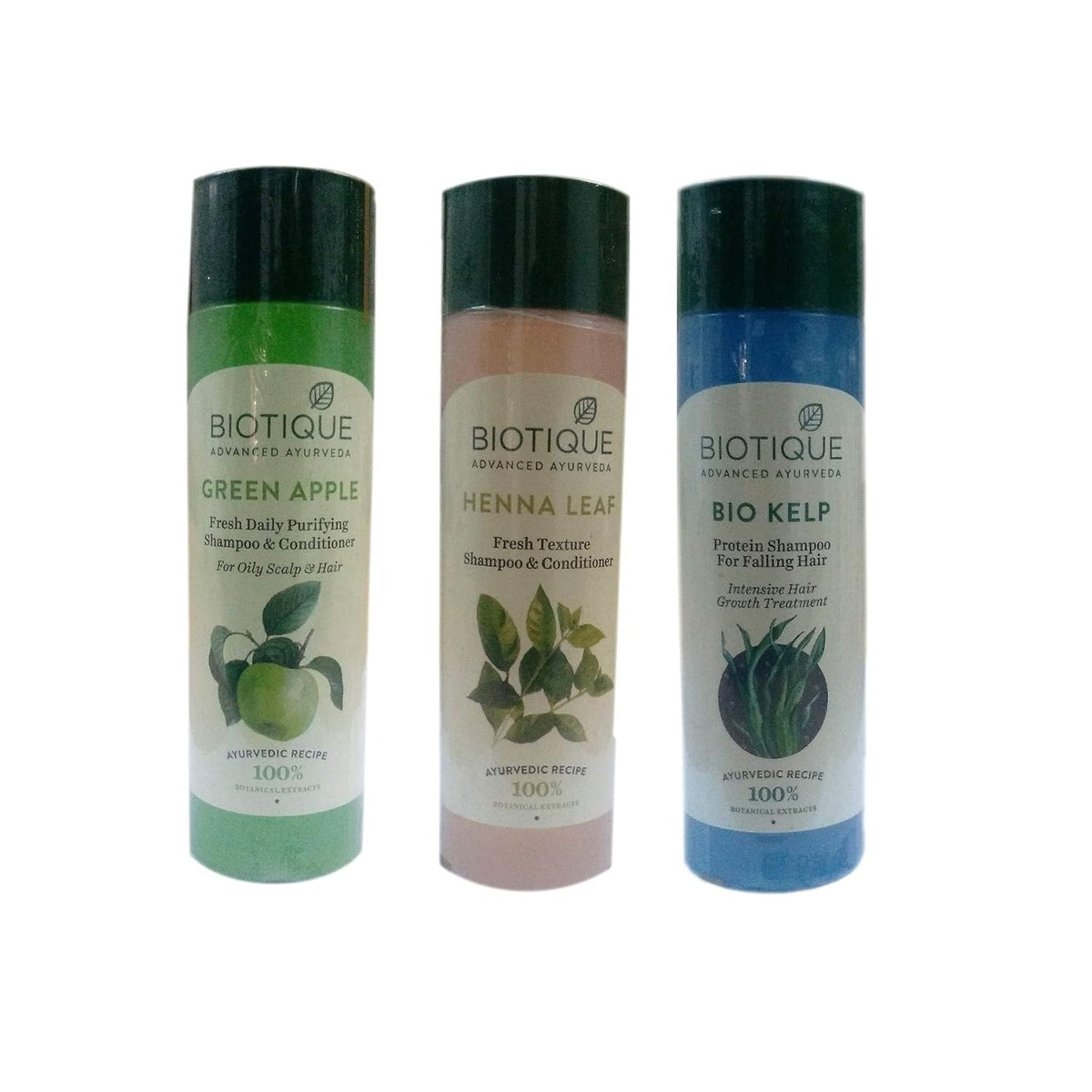 Biotique Green Apple, Hena Leaf Fresh Texture, Bio Kelp Protein Shampoo and Conditioner, 190 ml Each