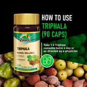 Zandu Triphala Capsules, Supports Bowel Wellness & Healthy Gut, Helps to Boost Immunity & Useful for Digestion, Antioxidant Properties - 90 Veg Capsules
