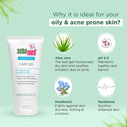 Sebamed Clear Face Care Gel | pH 5.5 |Non-sticky Moisturizer with Hyaluronic acid, Aloe Vera | Dermatologically & clinically tested | 50ml, Pack of 4