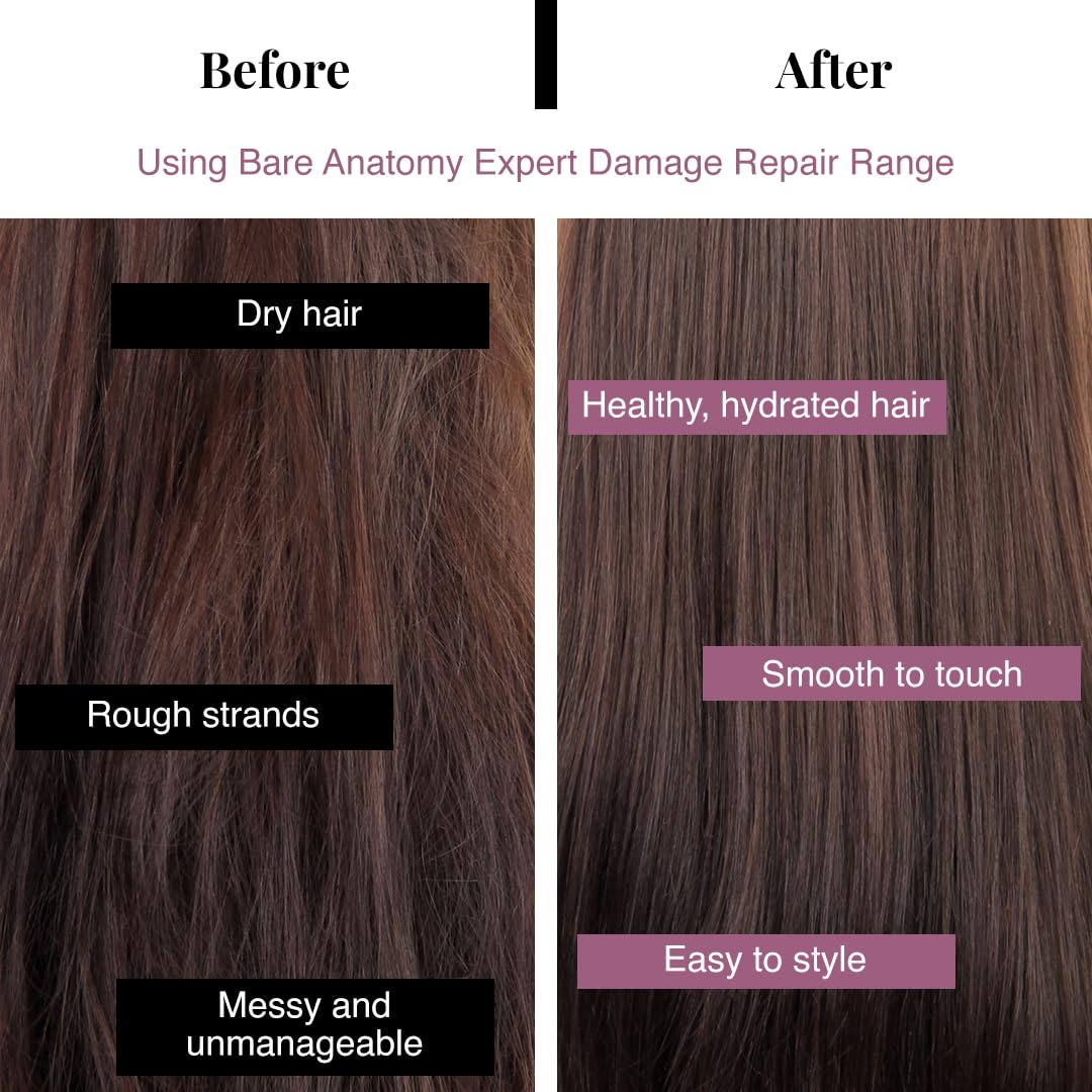 Bare Anatomy Ultra Smoothing Shampoo & Hair Serum Combo for Dry & Frizzy Hair | Carbohydrate Complex & Niacinamide | SLS & Paraben Free | Vegan | 250ml + 100ml