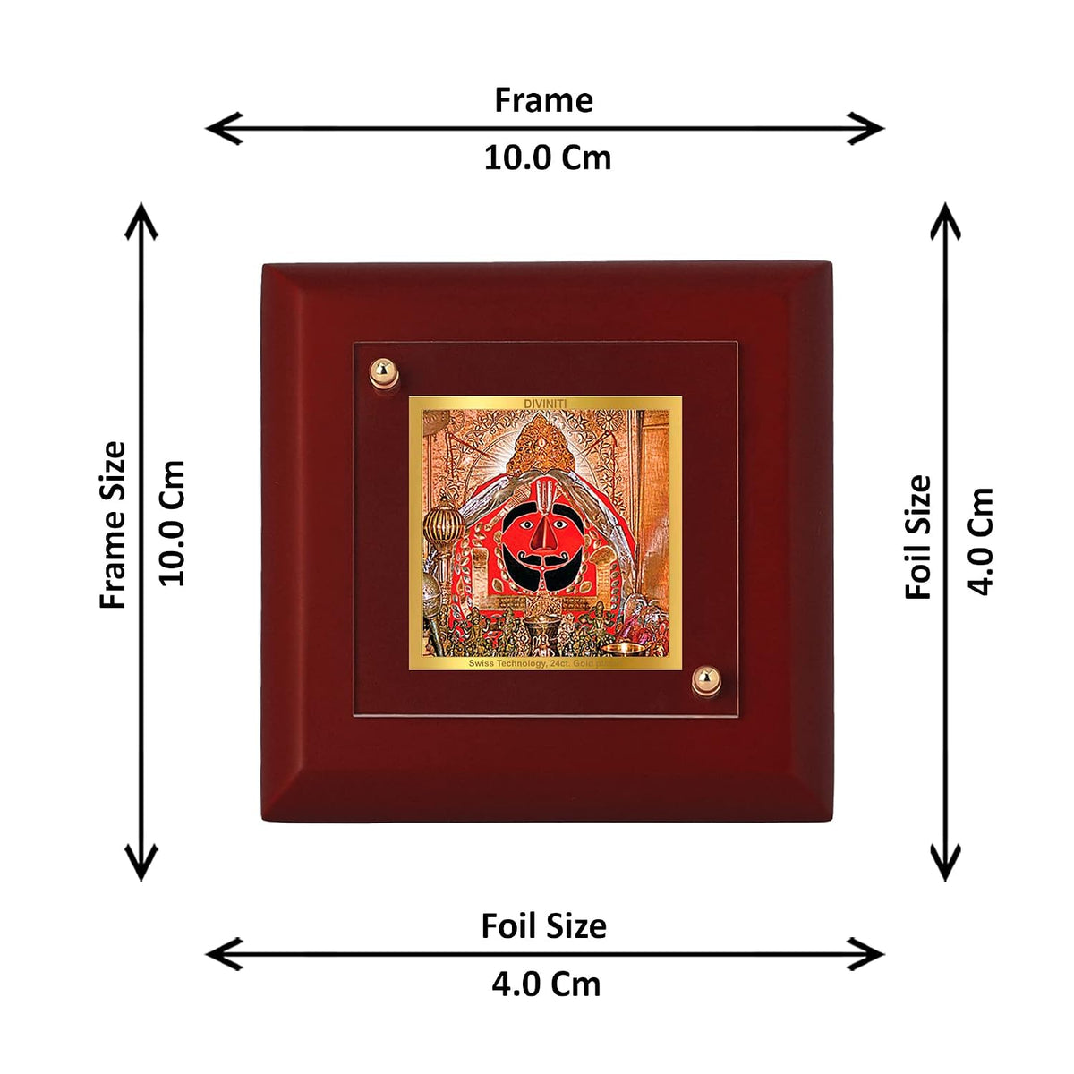 DIVINITI Salasar Balaji 24K Gold Plated MDF Photo Frame|Premium Religious Table Top Frame for Home, Office & Prayer Room|Luxury Spiritual Gift Item for Housewarming, Festive Gifting|10 x 10 CM