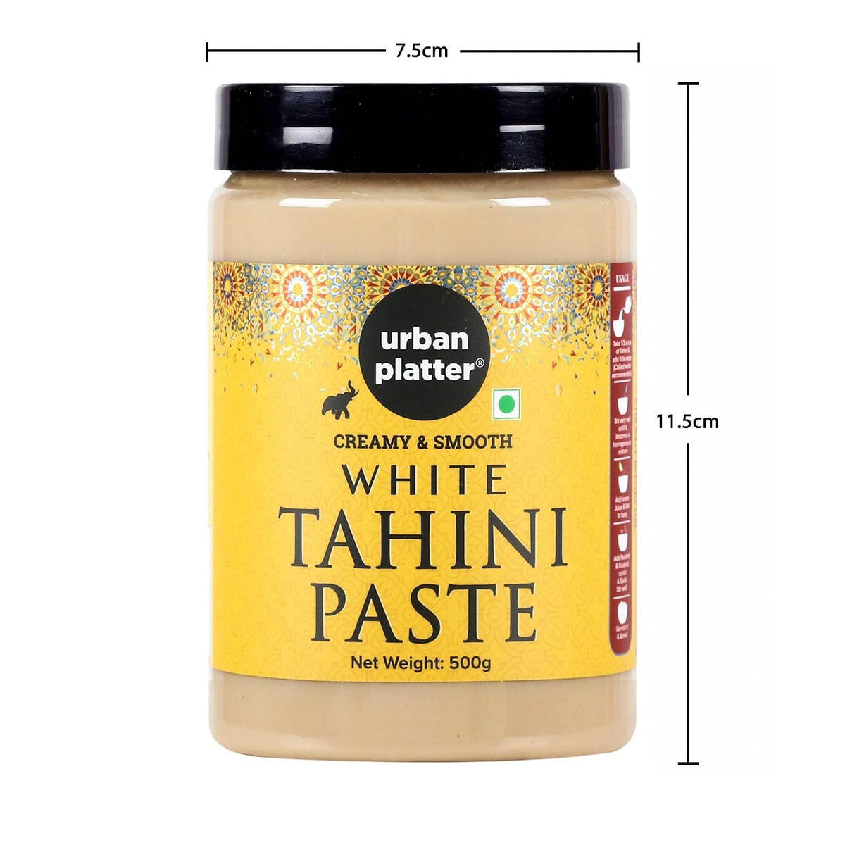Urban Platter Tahini Paste, 500g (Smooth & Creamy White Sesame Paste, No Additives, Ideal for Hummus, Shawarma Sauce, Baba Ghanoush & Salad Dressings)
