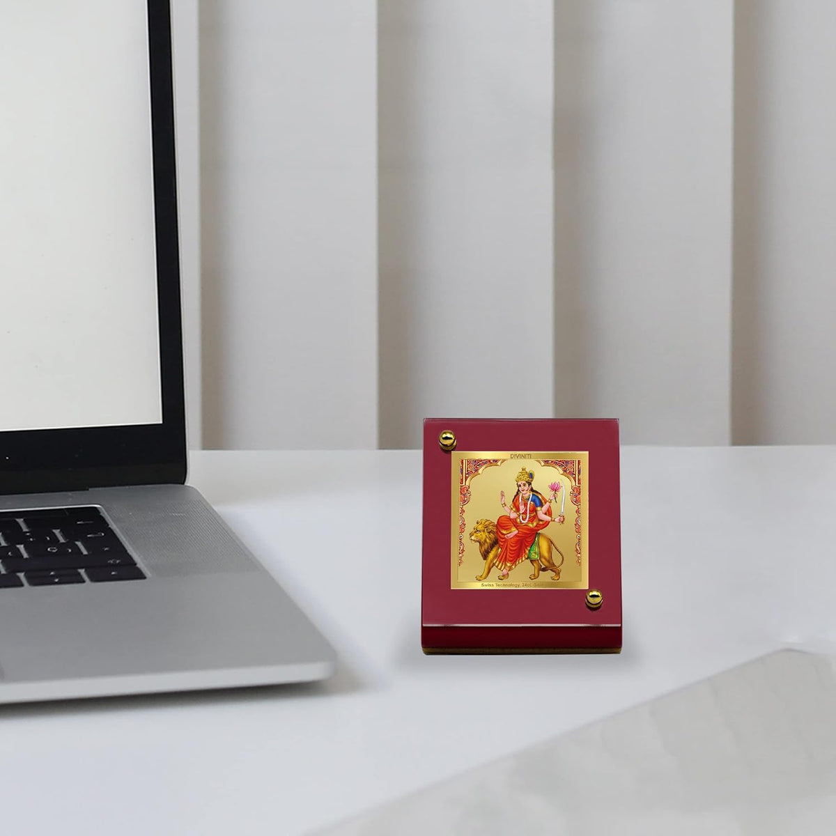 DIVINITI 24K Gold Plated Religious Car Dashboard Frame | Premium God Idol Frame for Car, Home Mandir & Office Table | Spiritual Gift, Decorative Showpiece | Katyayani Mata