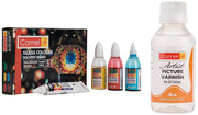Camel Solvent Based Glass Color - 20ml Each, 5 Shades & Camel Artist Picture Varnish for Oil Colour (Off-White)