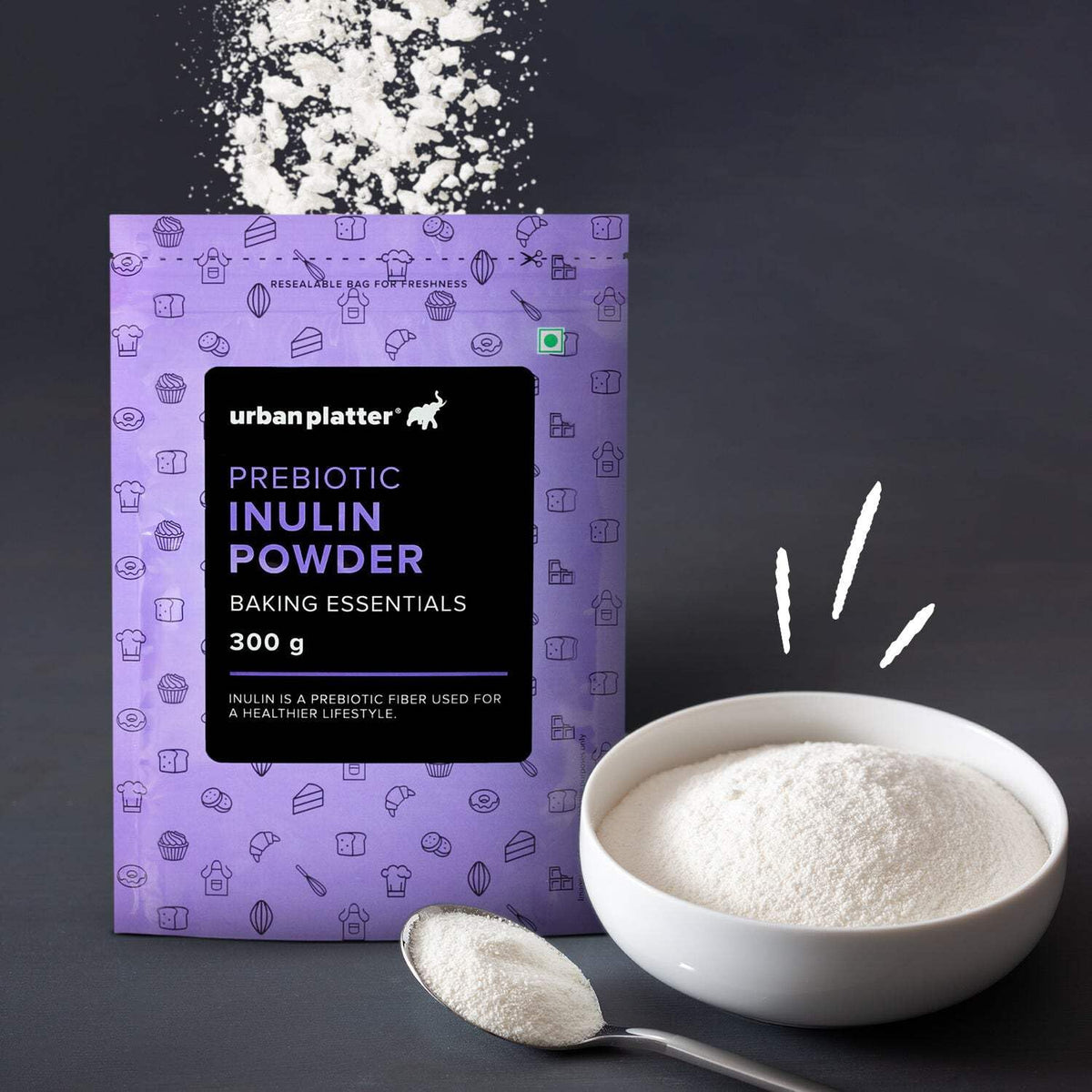 Urban Platter Inulin Powder, 300g (Fructo-Oligosaccharides | FOS | Prebiotic & Rich in Soluble Dietary fibre | Supports Gut Health)