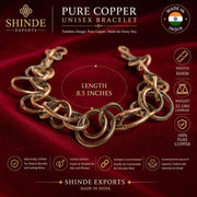 SHINDE EXPORTS Pure Copper Link Chain Bracelet Unisex S Hook 8.5 Inch
