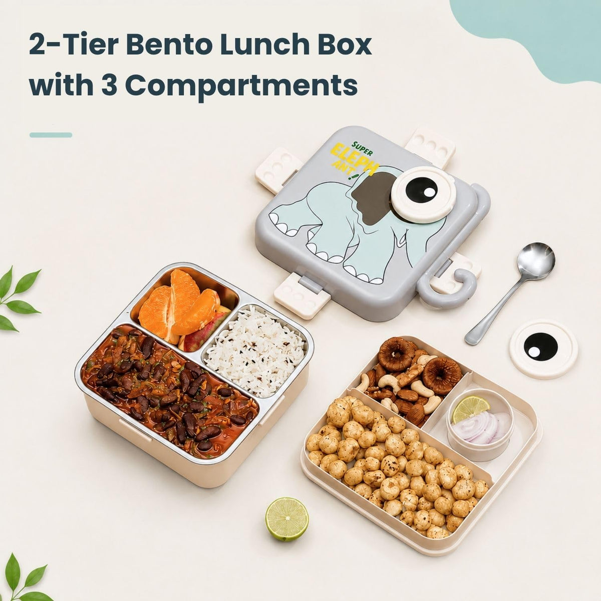 Toy Imagine Kids Stainless Steel Lunch Box, Elephant Grey
