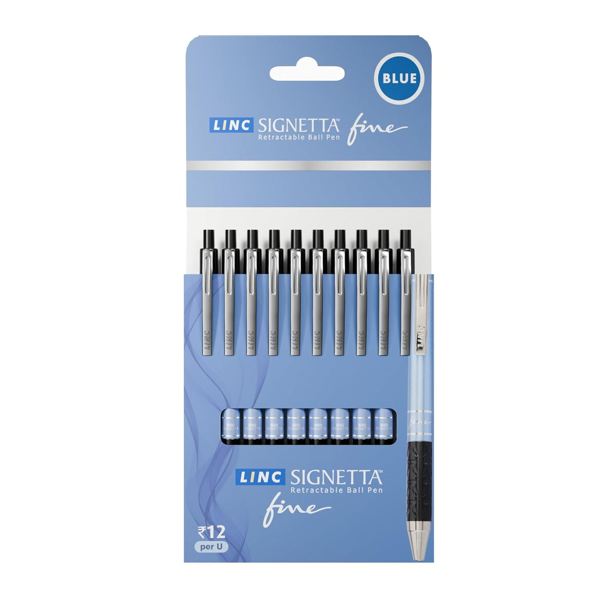 Linc Signetta Fine 0.7mm Ball Pen | Blue | Pack of 10