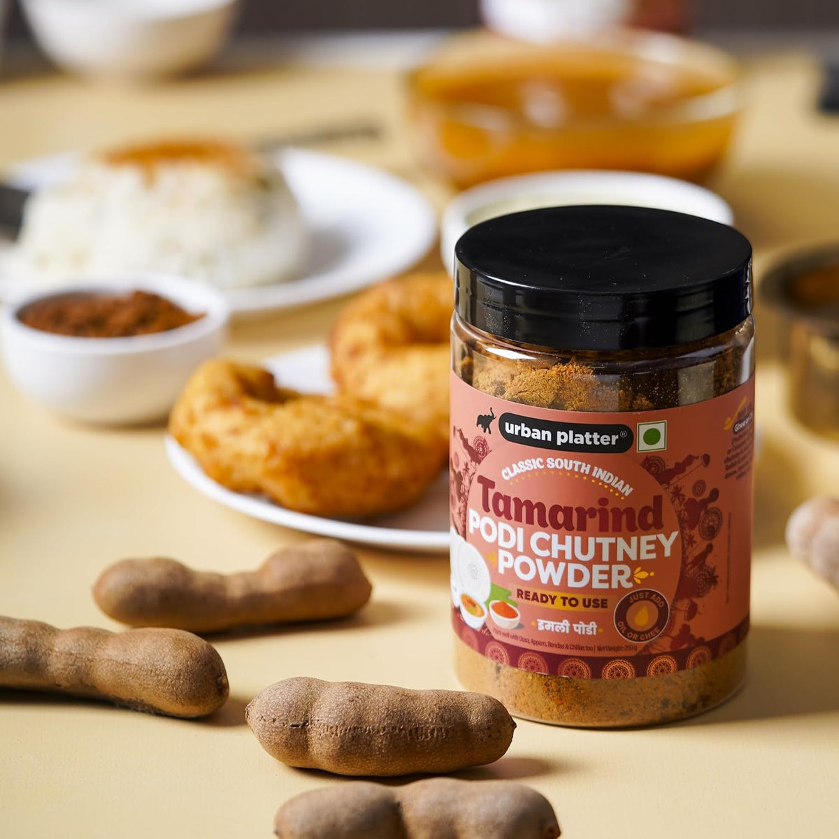 Urban Platter Classic South Indian Tamarind Podi Chutney Powder, 250g (Ready to use, Just add ghee or Oil)