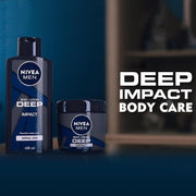 NIVEA MEN Deep Impact Body Cream with Black Carbon, 48H Intensive Moisture, Woody & Spicy Scent, for Normal Skin, 400 ml